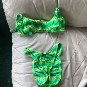 Hot neon green and yellow pattern bikini!